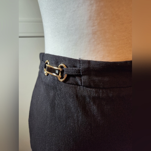 Black Pencil Skirt with Gold Metal Detail at Waist - Picture 3 of 7